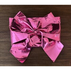 Oversized Pink Metallic Bow Clutch Bag Purse Boohoo Party Purse Extravagant